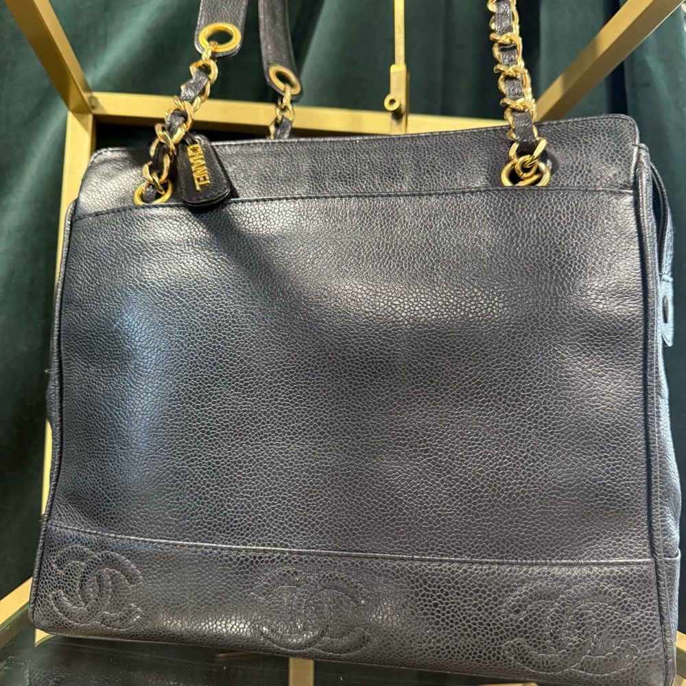 Chanel Timeless Black Caviar Leather Tote Bag